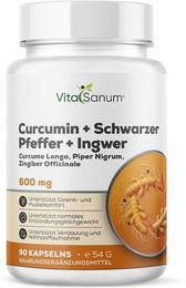 VitaSanum Curcumin mit schwarzem Pfeffer und Ingwer Extrakt vegan Kapseln – Bild 1 von 1