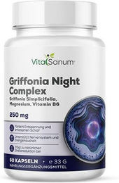 VitaSanum Griffonia Night Complex mit 5-HTP und Vitamin B6 Kapseln ohne Gelatine 60 Stück – Bild 1 von 1