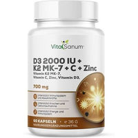 Produktbild von VitaSanum Vitamin D3 2000 IU mit K2 MK-7, Vitamin C und Zink in Kapseln 60 Stück
