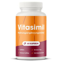 Produktbild von Vitasimil Nahrungsergänzungsmittel mit pflanzlichen Extrakten, Himbeerketon und Grünem Tee, 450 mg, 60 Kapseln, pflanzlicher Ursprung