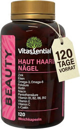 Vitassential Haar-Vitamine Haut Haare Nägel Kapseln für Frauen glutenfrei und laktosefrei 120 Kapseln – Bild 1 von 3