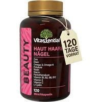 Produktbild von Vitassential Haar-Vitamine Haut Haare Nägel Kapseln für Frauen glutenfrei und laktosefrei 120 Kapseln