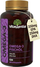 Vitassential Omega-3 Fischöl Kapseln ohne Zusatzstoffe 120 Stück – Bild 1 von 2
