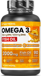 Vitastrong Omega-3 Hochdosiert 1200 mg Kapseln 90 Stück glutenfrei und laktosefrei – Bild 1 von 2