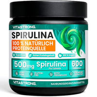 Produktbild von Vitastrong Spirulina Tabletten, 300 mg pro Portion, 600 Tabletten, vegan, glutenfrei und laktosefrei