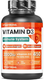 Vitastrong Vitamin D3 2000 I.E. Tabletten 450 Stück glutenfrei und laktosefrei – Bild 1 von 2