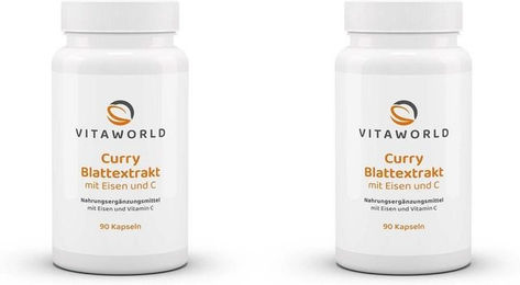 VitaWorld Curry Blattextrakt mit Eisen und Vitamin C vegan Kapseln 180 Stück – Bild 1 von 1