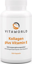 vitaworld Kollagen 500 mg plus Vitamin E Kapseln mit Rinderkollagen, 100 Kapseln, glutenfrei und laktosefrei – Bild 1 von 1
