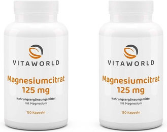 vitaworld Magnesiumcitrat 125 mg Kapseln 240 Stück vegan und ohne Zusatzstoffe – Bild 1 von 1