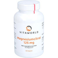 Produktbild von vitaworld Magnesiumcitrat 125 mg Kapseln vegan vegetarisch 120 Stück