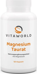 vitaworld Magnesiumtaurat Kapseln mit 300 mg pro Tagesdosis, 120 Stück, vegan, glutenfrei und laktosefrei – Bild 1 von 1