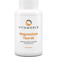 Produktbild von vitaworld Magnesiumtaurat Kapseln mit 300 mg pro Tagesdosis, 120 Stück, vegan, glutenfrei und laktosefrei
