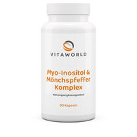 Produktbild von vitaworld Myo-Inositol und Mönchspfeffer Komplex mit L-Carnitin, Folsäure, B6, B12, Eisen und Zink, 90 vegane Kapseln, hochdosiert, glutenfrei und laktosefrei