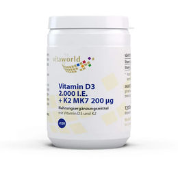 VitaWorld Vitamin D3 2000 IE und K2 MK7 200 µg Tabletten 120 Stück – Bild 1 von 1