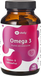 vitelly Omega 3 Fischöl mit DHA und EPA hochdosiert 60 Kapseln – Bild 1 von 1