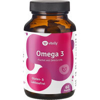 Produktbild von vitelly Omega 3 Fischöl mit DHA und EPA hochdosiert 60 Kapseln