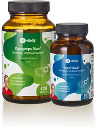 vitelly Pimp my Sperm Set mit Cordyceps Man & ManToDad Kapseln vegan laktosefrei glutenfrei – Bild 1 von 2