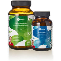 Produktbild von vitelly Pimp my Sperm Set mit Cordyceps Man & ManToDad Kapseln vegan laktosefrei glutenfrei