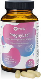 vitelly Pregnylac Schwangerschaftsvitamine mit Folsäure und Mikronährstoffen Kapseln vegetarisch laktosefrei und glutenfrei für Schwangere und Stillende – Bild 1 von 2