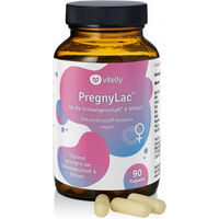 Produktbild von vitelly Pregnylac Schwangerschaftsvitamine mit Folsäure und Mikronährstoffen Kapseln vegetarisch laktosefrei und glutenfrei für Schwangere und Stillende