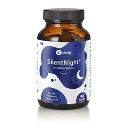 vitelly SilentNight Melatonin Komplex Kapseln mit 0,5 mg Melatonin, Baldrian, Lavendel, Melisse, Passionsblume und L-Tryptophan, vegan, 90 Kapseln – Bild 1 von 7