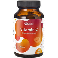 Produktbild von vitelly Vitamin C Kapseln hochdosiert vegan mit Calciumascorbat ohne Zusatzstoffe