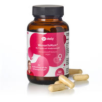 Produktbild von vitelly WomanToMum Kinderwunsch Vitamine Kapseln vegan ohne Zusatzstoffe für Frauen Schwangere und Stillende