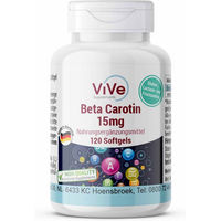 Produktbild von Vive Supplements Beta Carotin 15mg Vitamin A Kapseln ohne Zusatzstoffe 120 Stück