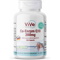 Produktbild von Vive Supplements Co-Enzym Q10 200 mg Ubichinon Kapseln 200 Stück vegan glutenfrei laktosefrei ohne Zusatzstoffe
