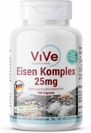Vive Supplements Eisen Komplex Bisglycinat 25 mg Kapseln vegan ohne Zusatzstoffe 180 Stück – Bild 1 von 1