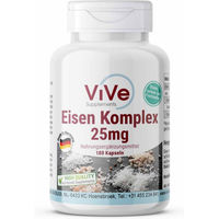 Produktbild von Vive Supplements Eisen Komplex Bisglycinat 25 mg Kapseln vegan ohne Zusatzstoffe 180 Stück