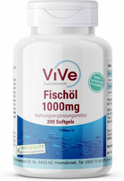 Vive Supplements Fischöl 900 mg Kapseln ohne Zusatzstoffe für Schwangere und Stillende 200 Stück – Bild 1 von 1