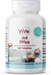 Vive Supplements Kaliumjodid 200µg Tabletten 360 Stück vegan glutenfrei laktosefrei ohne Zusatzstoffe für Kinder – Bild 1 von 1