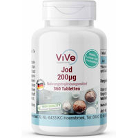 Produktbild von Vive Supplements Kaliumjodid 200µg Tabletten 360 Stück vegan glutenfrei laktosefrei ohne Zusatzstoffe für Kinder