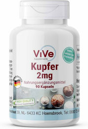 Vive Supplements Kupfer 2mg Kapseln vegan ohne Zusatzstoffe 90 Stück – Bild 1 von 1