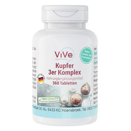 ViVe Supplements Kupfer 3er Komplex Tabletten 360 Stück glutenfrei und laktosefrei – Bild 1 von 1