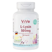 Produktbild von ViVe Supplements L-Lysin 500mg Kapseln 120 Stück Vegan ohne Zusatzstoffe