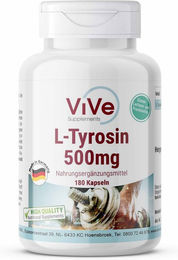 Vive Supplements L-Tyrosin 1500mg Kapseln vegan ohne Zusatzstoffe 180 Stück – Bild 1 von 1
