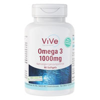 Produktbild von ViVe Supplements Omega 3 Fischöl 1000 mg mit EPA und DHA, 90 Kapseln, hochdosiert, glutenfrei und laktosefrei