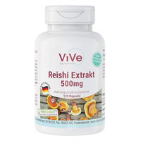 Produktbild von ViVe Supplements Reishi Extrakt Ganoderma lucidum 500 mg Kapseln vegan ohne Zusatzstoffe 120 Stück