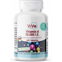 Produktbild von Vive Supplements Vitamin A 10.000 I.E. Tabletten 300 Stück vegan glutenfrei laktosefrei ohne Zusatzstoffe