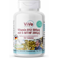 Produktbild von Vive Supplements Vitamin B12 500 µg mit 5-MTHF 200 µg Tabletten vegan ohne Zusatzstoffe 180 Stück