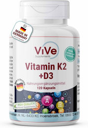 Vive Supplements Vitamin K2 + D3 Kapseln vegan ohne Zusatzstoffe 120 Stück – Bild 1 von 1