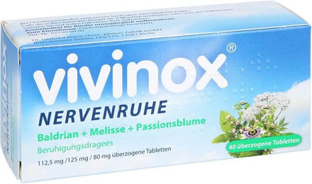 Vivinox Nervenruhe Baldrian Melisse Passionsblume Dragees laktosefrei 40 Stück – Bild 1 von 3