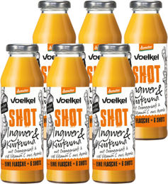 Voelkel Bio Shot Ingwer & Kurkuma mit Extrakt ohne Zusatzstoffe 6x0,28L – Bild 1 von 1