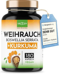 VROODY Weihrauch-Kurkuma-Komplex Kapseln vegan 180 Stück – Bild 1 von 4