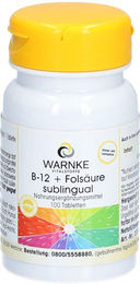 WARNKE B-12 + Folsäure Tabletten sublingual vegan glutenfrei laktosefrei für Erwachsene 100 Stück – Bild 1 von 1