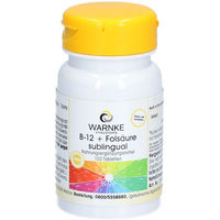 Produktbild von WARNKE B-12 + Folsäure Tabletten sublingual vegan glutenfrei laktosefrei für Erwachsene 100 Stück