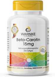 Warnke Beta-Carotin mit Vitamin A 15 mg Kapseln 250 Stück glutenfrei laktosefrei ohne Zusatzstoffe – Bild 1 von 1