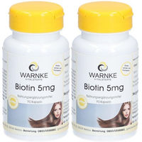 Produktbild von Warnke Biotin 5mg Kapseln 180 Stück vegan glutenfrei laktosefrei ohne Gelatine für Erwachsene